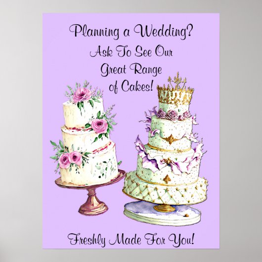Poster Gâteaux Mariages entièrement modifiables (Devant)