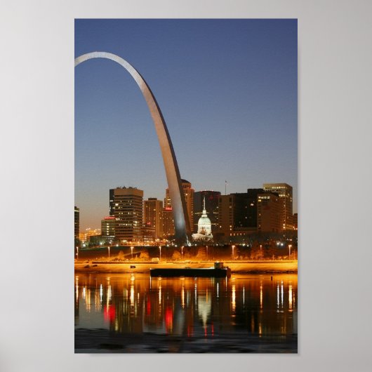 Poster Gateway Arch St Louis Mississippi à la nuit (Devant)