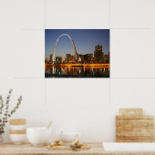 Poster Gateway Arch St Louis Mississippi à la nuit (Cuisine)