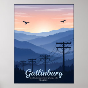 Poster Gatlinburg Tennessee fumée montagnes lever du sole