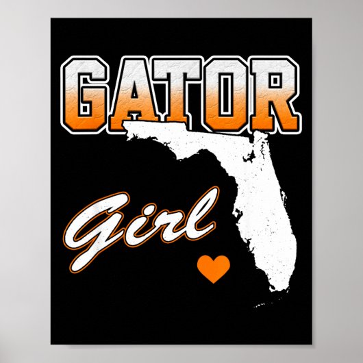 Poster Gator Girl Florida Heart Map Souvenir Gift For Wom (Devant)