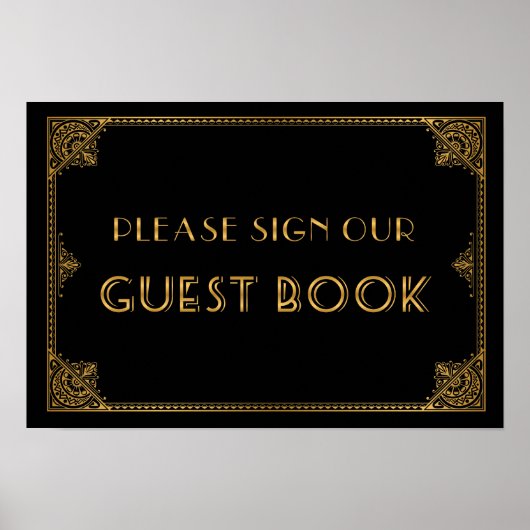 Poster Gatsby signe mariage inspiré Guest Book (Devant)