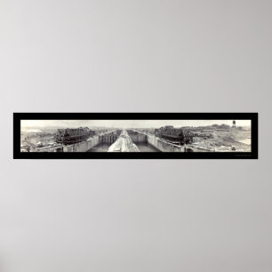 Poster Gatun Locks Panama Photo 1913