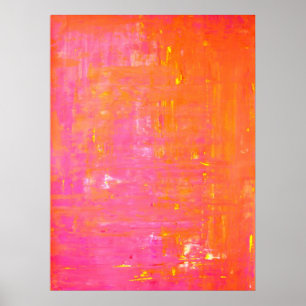 Poster 'Gauche et Droite' Art Abstrait rose et orange