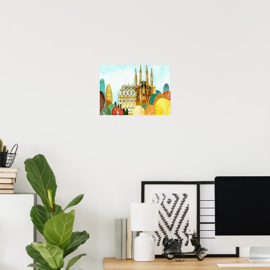 Poster Gaudi à Barcelone. (Bureau à domicile)
