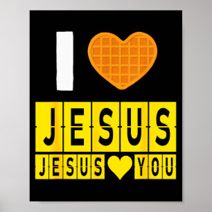 Poster Gaufre en forme de coeur J'aime Jésus Jésus t'aime