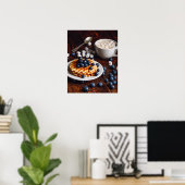 Poster gaufres belges aux bleuets et chocolat chaud (Bureau à domicile)