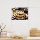 Poster gaufres sur plaque avec sirop et bouton en haut (Cuisine)