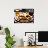 Poster gaufres sur plaque avec sirop et bouton en haut (Bureau à domicile)