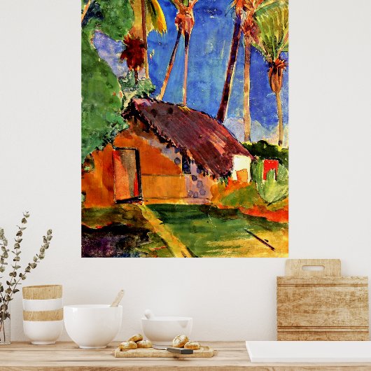 Poster Gauguin - Cabine de chaume sous les palmiers (Cuisine)