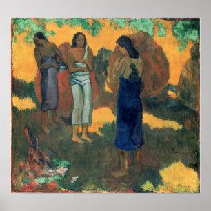 Poster Gauguin - Femmes Tahitiennes, Fond Jaune 1899