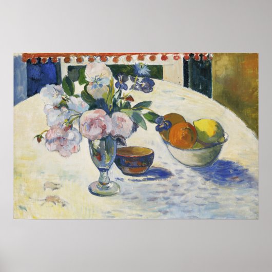 Poster Gauguin - Fleurs & Coupe de Fruits Sur Une Table 1 (Devant)