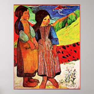 Poster Gauguin - Les filles bretonnes au bord de la mer