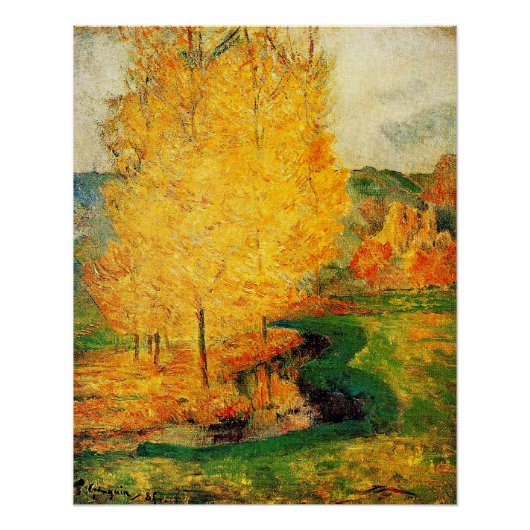 Poster Gauguin - Par le ruisseau, automne, (Devant)