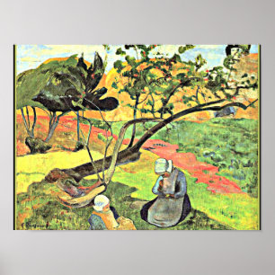Poster Gauguin - Paysage avec femmes bretonnes