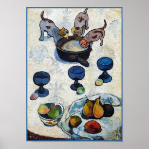 Poster Gauguin Peinture : La vie morte avec 3 Chiots