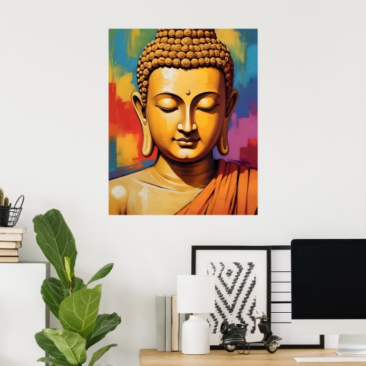 Poster Gautama Bouddha Fusion d'art populaire (Bureau à domicile)