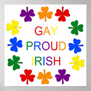 Poster Gay Fier Irlandais LGBT Rainbow Shamrocks