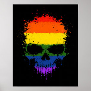 Poster Gay pride Arc-en-ciel goutte crâne