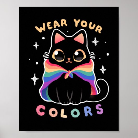 Poster Gay Pride Chat - Kawaii Rainbow Kitty - Portez vot (Devant)