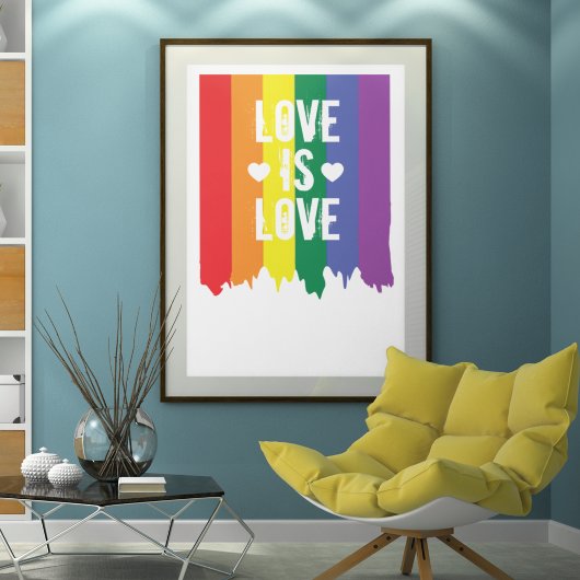 Poster Gay pride Rainbow Paint Love Is Love Drapeau