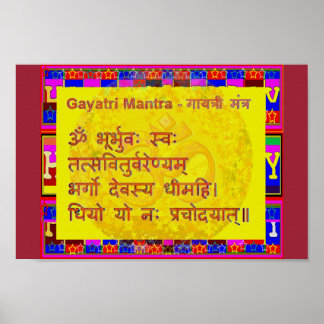 Poster Gayatri Mantra Script Sanskrit Chant Spirituel
