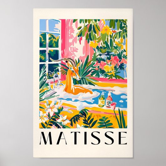 Poster Gazelle Dans Baignoire Drôle Impression, Décor De (Devant)