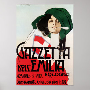 Poster GAZZETTA DELL EMILIA Bologne par Marcelo Dudovich