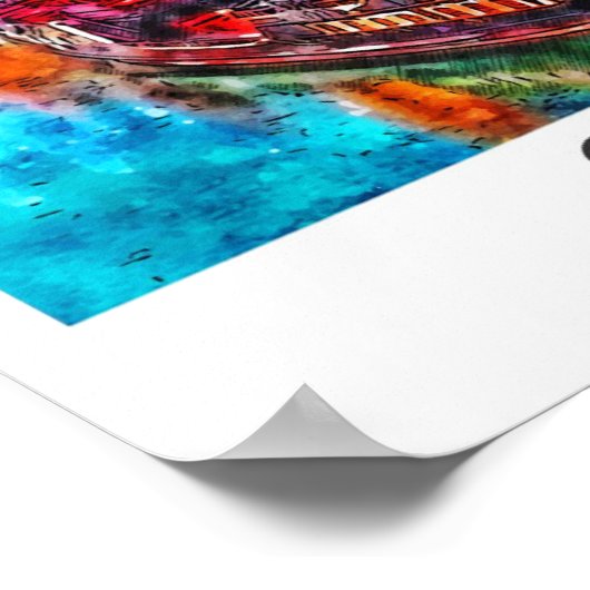 Poster Gdansk Pologne Voyage Aquarelle main tirée (Coin)