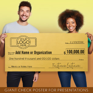 Poster Géant Blank Check pour Sweepstakes, Awards, Charit