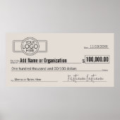 Poster Géant Blank Check pour Sweepstakes, Awards, Charit (Devant)