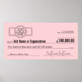 Poster Géant Blank Check pour Sweepstakes, Awards, Charit (Devant)
