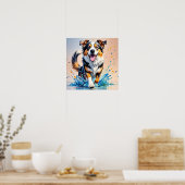 Poster Géant coloré heureux jouant chien drôle, splash (Cuisine)