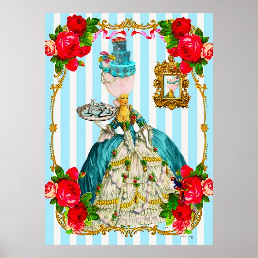 Poster géant Marie Antoinette Gâteaux Bleus et Thé (Devant)