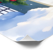 Poster Géant Schnauzer Clôture de fer enneigée Père Noël  (Coin)