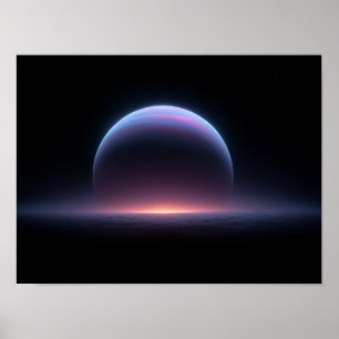 Poster Géante gazeuse bleue lumineuse se levant au-dessus