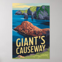 Géant's Causeway Irlande Travel Art Vintage