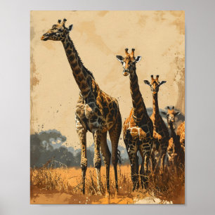 Poster Géants gracieux : Giraffes Vintages