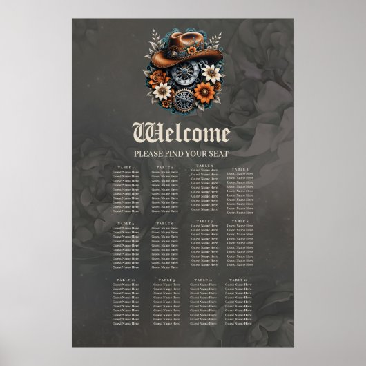Poster Gears en fleurs : Steampunk style cowboy. (Devant)