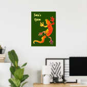 Poster Gecko coloré éco-illustration verte chambre d'enfa (Bureau à domicile)