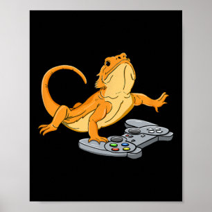 Poster Gecko de jeu vidéo de gamer lézard dragon 