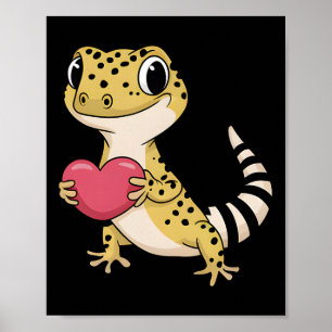 Poster Gecko léopard animal amoureux de la Saint-Valentin