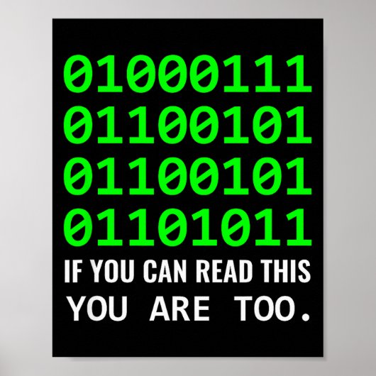 Poster Geek Computer Binary Code Software Developer (Devant)