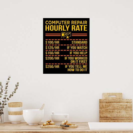 Poster Geek du programmeur informatique de réparation inf (Cuisine)