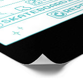 Poster Géek Informatique Manger Dormir Skateboarding Répé (Coin)