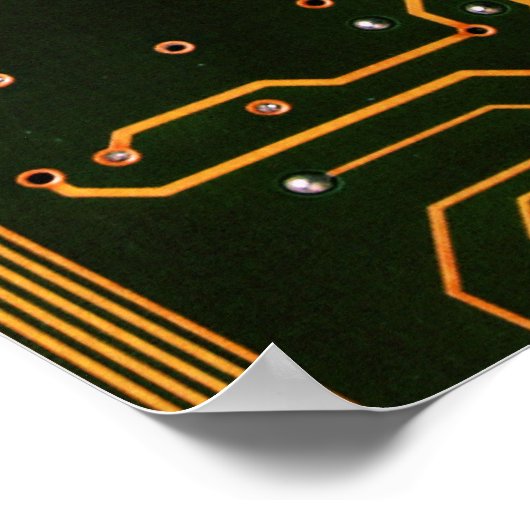 Poster Geek Sortie carte circuit électronique orange PCB  (Coin)