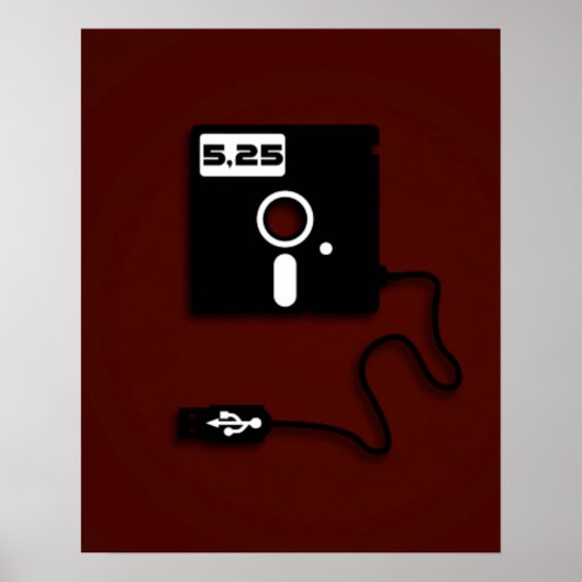 Poster geek USB de disquette 5,25 pouces Nerd (Devant)
