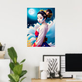 Poster Geisha Au Lune (Bureau à domicile)