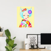 Poster Geisha avec Fleurs Pop Art (Bureau à domicile)