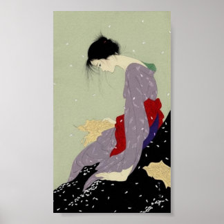 Poster Geisha en hiver